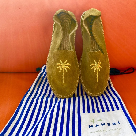Manebi Suede Espadrilles with Palm Tree Motif - Picture 1 of 6